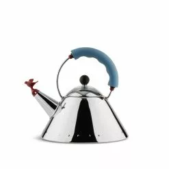 Alessi Tea Kettle With Bird Whistle - Light Blue
