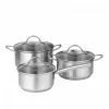 Pillivuyt Loire Pot Set With Glass Lid - Set Of 3